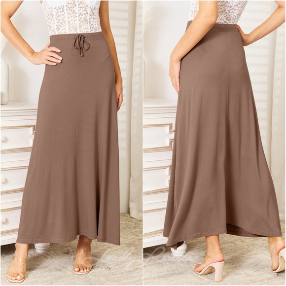 Soft Drawstring Waist Maxi Skirt - Picture 8 of 8